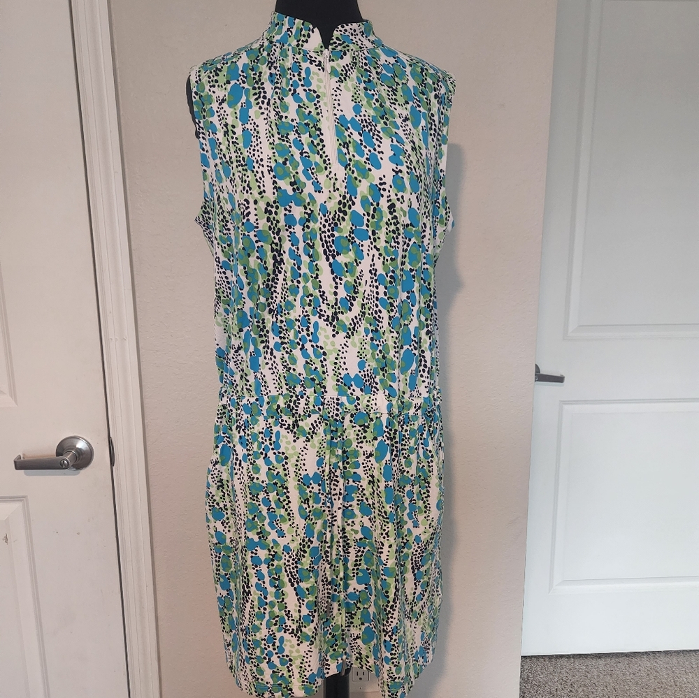 IBKUL Vibrant Blue and Green Patterned Top
